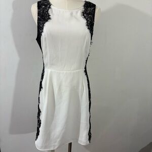 Forever 21 White Black Lace Sleeveless Dress Sz S Career Classic